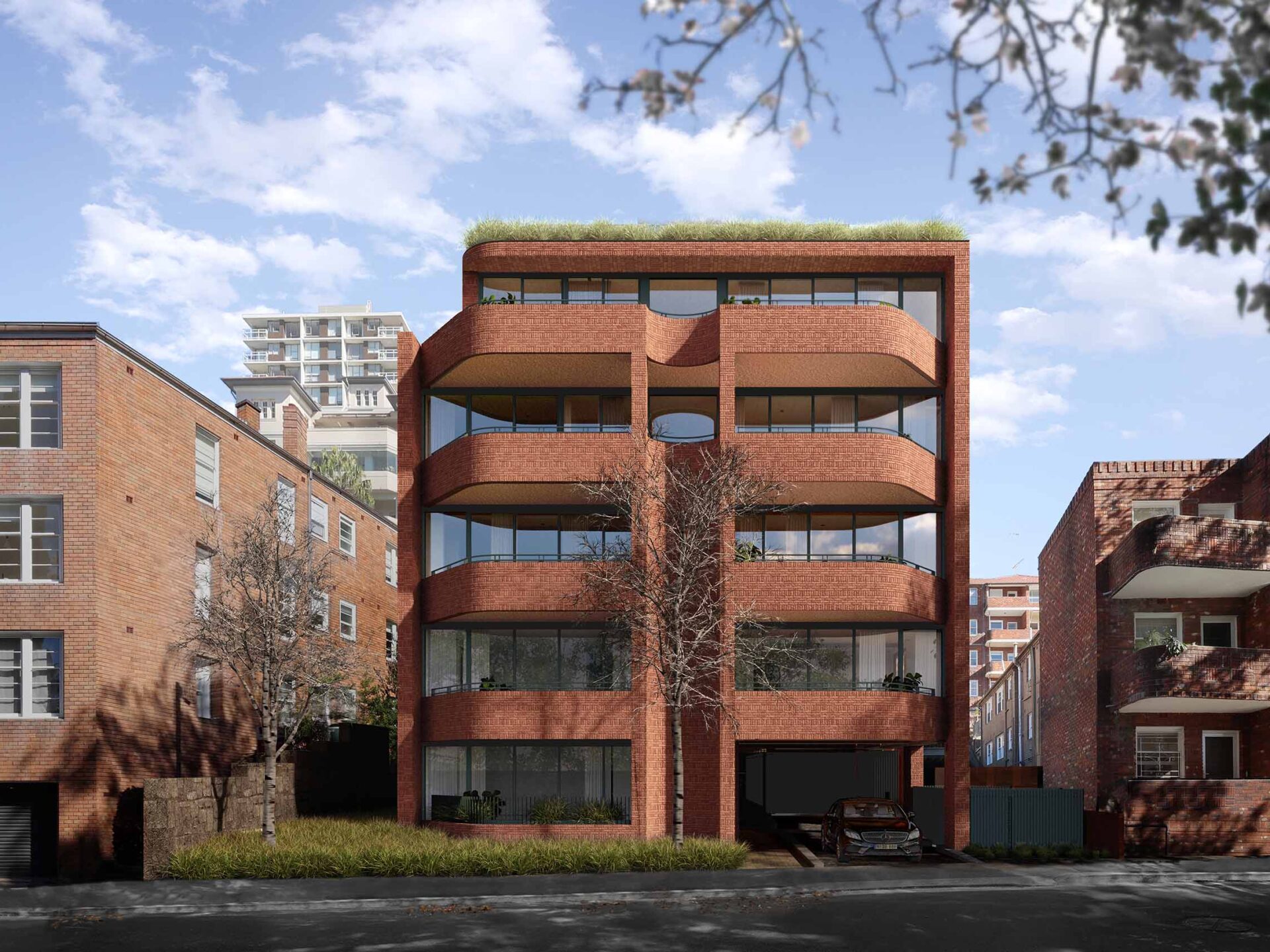 Regency House by Smart Design Studio – Elizabeth Bay luxury apartments with sculpted brick façade and curved balconies.